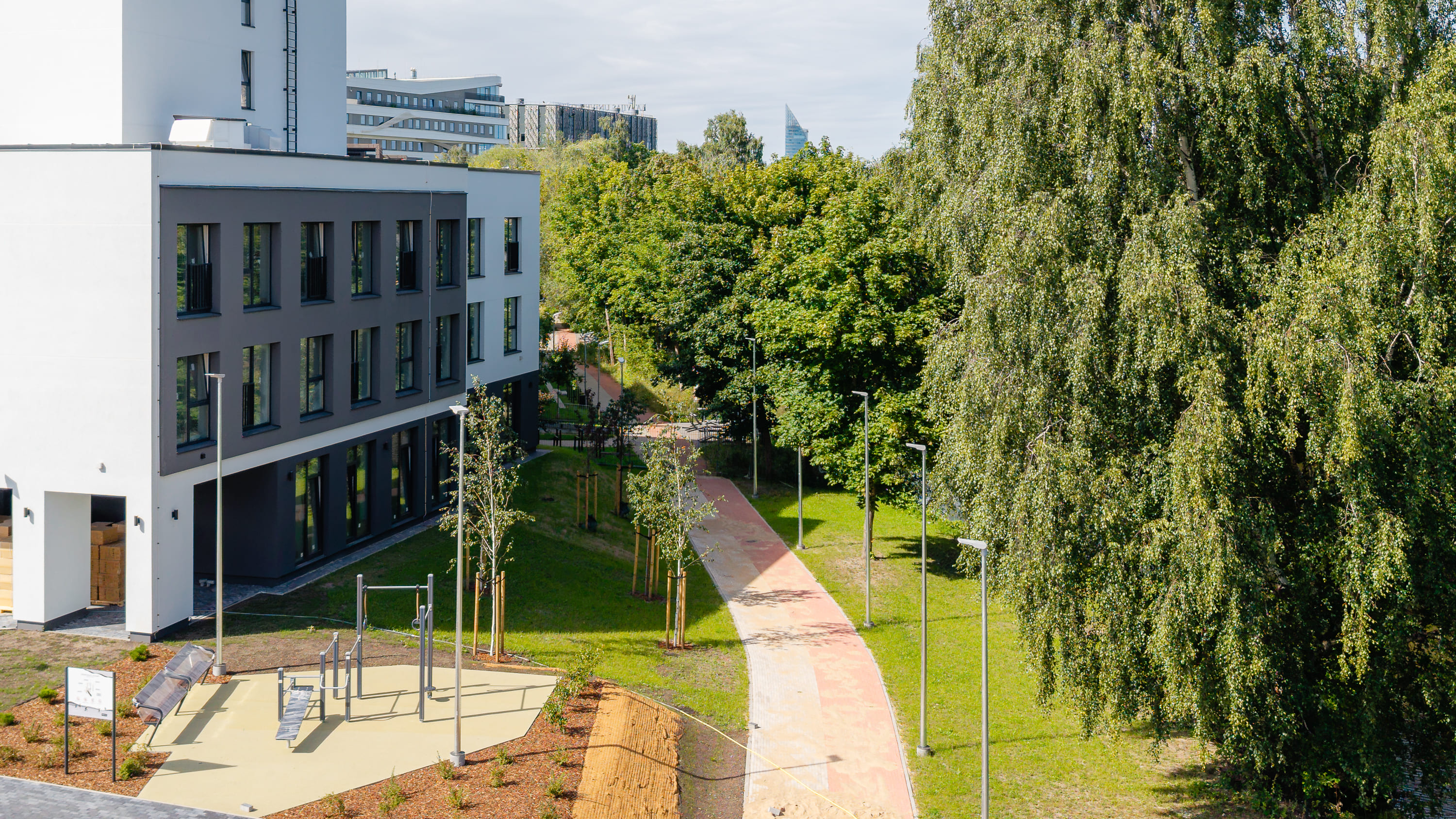 Uniflow ēkas skats no gaisa